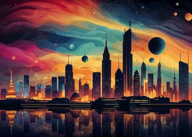 Futuristic Cosmic Cityscape