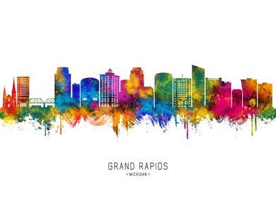 Grand Rapids Skyline Watercolor