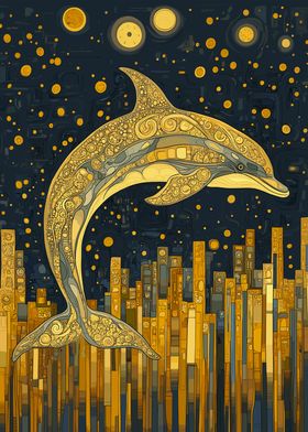 Golden Dolphin Art