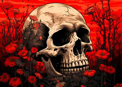 Skull and Poppies