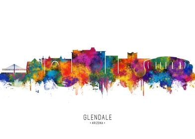 Glendale Arizona Skyline Watercolor