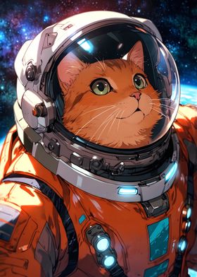 Cat Astronaut in Space