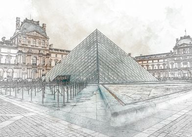 Louvre Pyramid Sketch