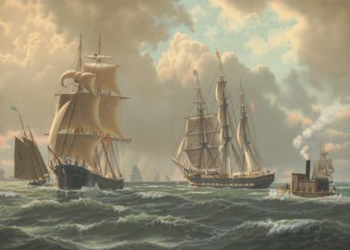 Sailing Ships at Sea