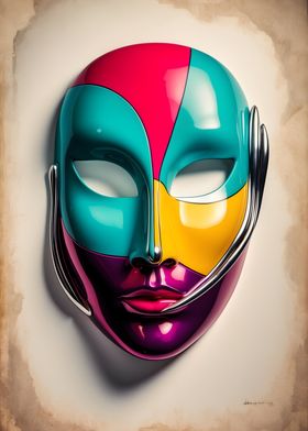 Retro Colorful Venetian Mask