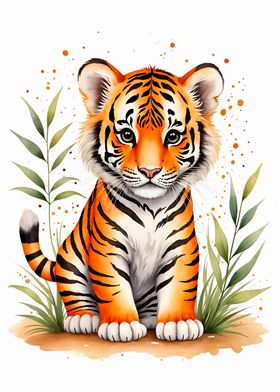 Cute Tiger Watercolor