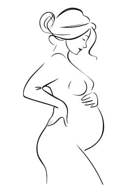 Pregnant Woman Line Art