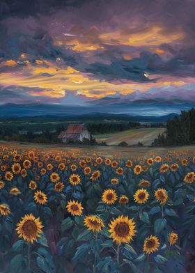 Sunset Sunflower Field