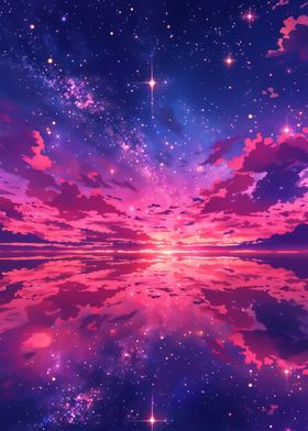 Pink Reflections Starry Sky