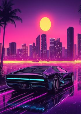 Retro City Sunset