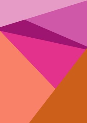 Vibrant Geometric Abstract | Bold Pink and Orange Color Block Art