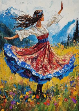 Woman Dancing in Field