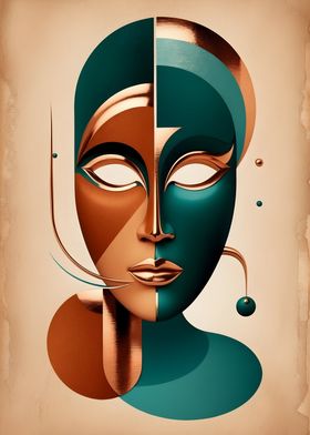 Bold Vintage Abstract Face Art