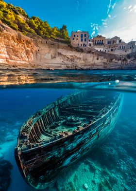 Sunken Ship & Coastal Town