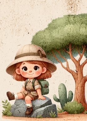 Girl Explorer in Desert