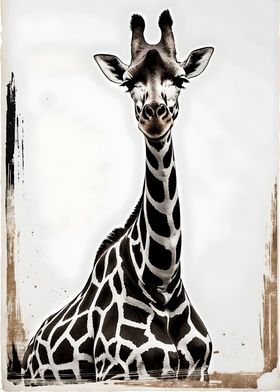 Vintage Abstract Giraffe Portrait