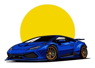 Blue Super Car Lamborghini