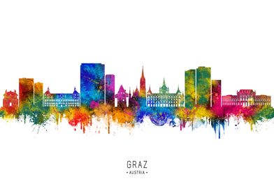 Graz Skyline Watercolor