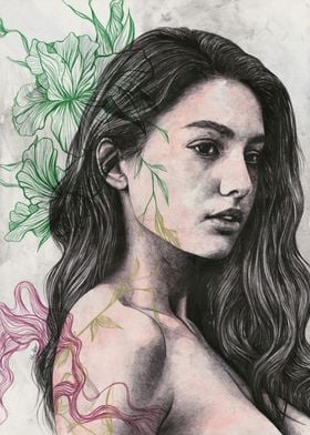 Woman with Floral Vines