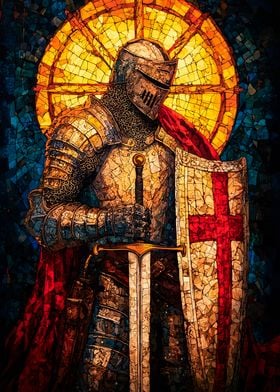 Stained Glass Knight Crusader