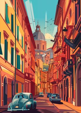 Bologna street in Italy