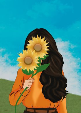 Girl with Sunflowers