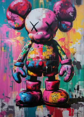 Kaws Colorful Graffiti Bear