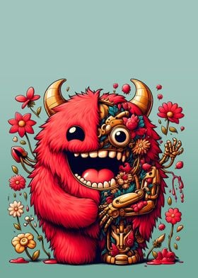 Fuzzy Monster with Mechanical Heart