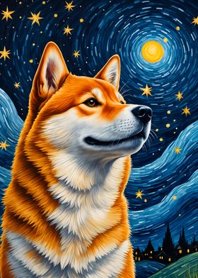 Shiba Inu Starry Night