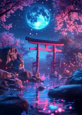 Japanese Moonlit Gate