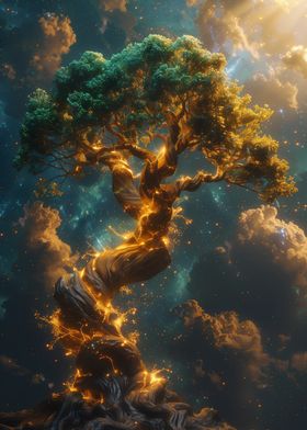 Glowing Tree in Space