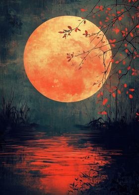 Blood Moon Over Water