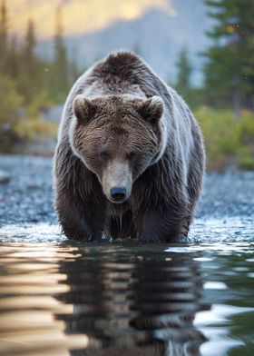 Grizzly Bear in River