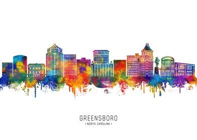 Greensboro Skyline Watercolor