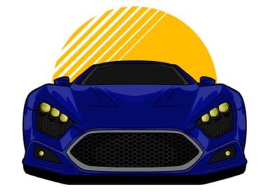 Blue Sports Car Illustration