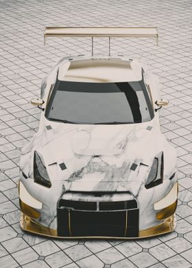 Marble & Gold Sports Car - Nissan GT-R