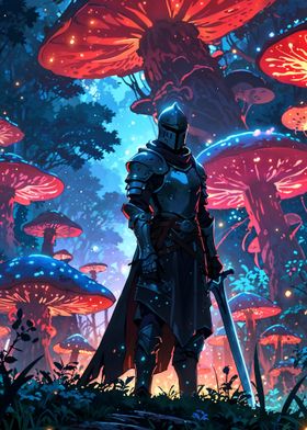 Knight in Enchanted Fungi Forest