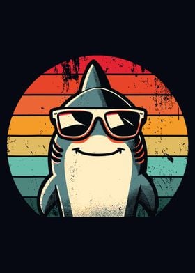 Cool Shark Retro Sunset