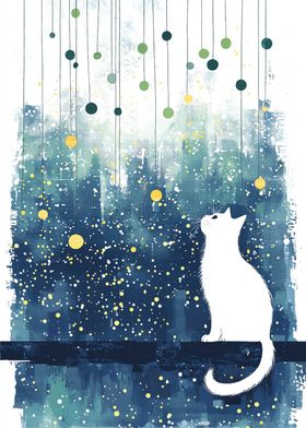 Cat Under Stars