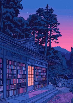 Japanese Library at Dusk