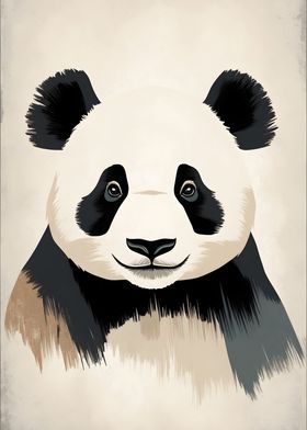 Vintage Cute Panda Portrait