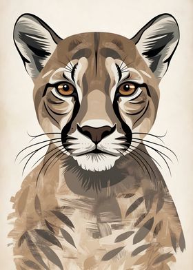 Vintage Abstract Cougar Portrait