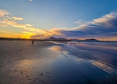 Sunset Famara Beach Scene