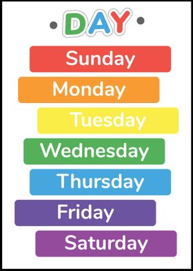 Days of the Week Chart