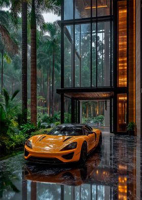 Luxury Sports Car in Modern Garage