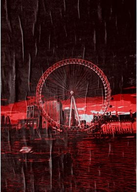 London Eye Red Sunset