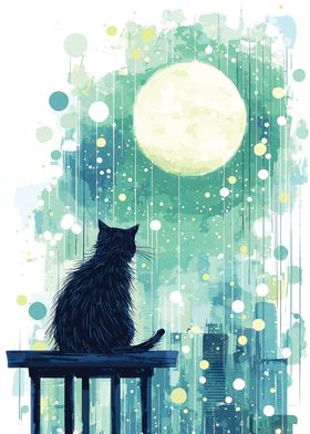 Cat Under the Moon