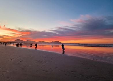 Famara Sunset Beach Scene