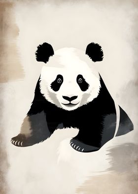 Vintage Cute Panda Illustration