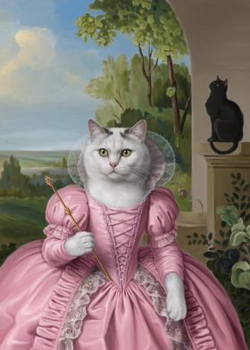 Cat in Pink Dress